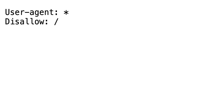 robots.txt с Disallow: / — весь сайт закрыт от индексации
